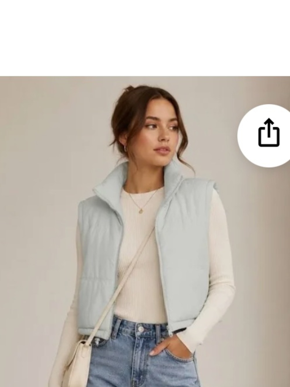 Thread & Supply small gray mist cropped puffer vest